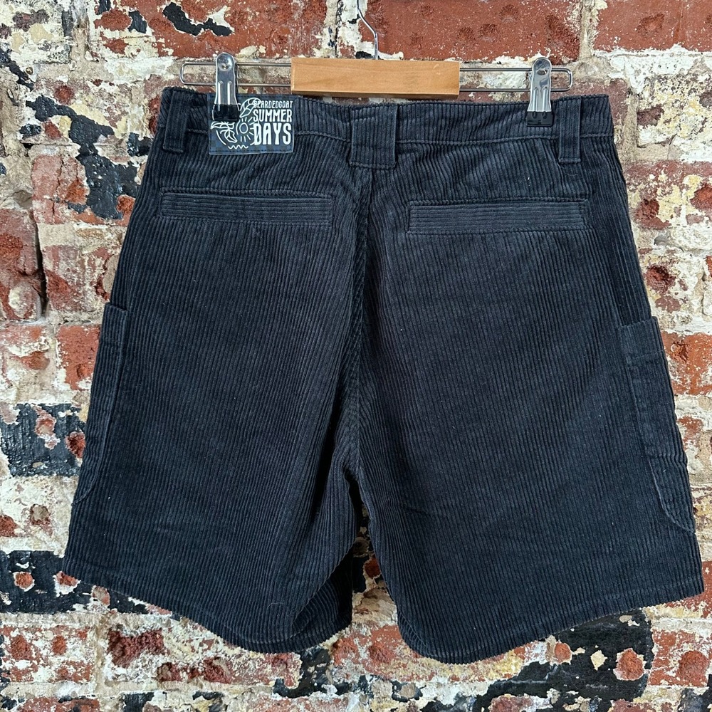 Bearded Goat Summer Days Corduroy Shorts Mens 28 Black Workwear - Picture 4 of 12